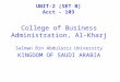 UNIT-2 (SET B) Acct - 103 College of Business Administration, Al-Kharj Salman Bin Abdulaziz University KINGDOM OF SAUDI ARABIA