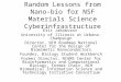 Random Lessons from Nano-bio for NSF Materials Science Cyberinfrastructure Eric Jakobsson University of Illinois at Urbana-Champaign Director, NIH Roadmap
