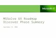 MSSolve UX Roadmap Discover Phase Summary September 22, 2008