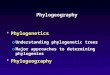 Phylogeography  Phylogenetics oUnderstanding phylogenetic trees oMajor approaches to determining phylogenies  Phylogeography