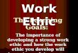 The Learning Goals: The importance of developing a strong work ethic and how the work ethic you develop will impact your future as an employee. Work Ethic
