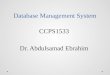 Database Management System CCPS1533 Dr. Abdulsamad Ebrahim