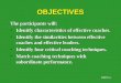 OHT C.1 OBJECTIVES The participants will: Identify characteristics of effective coaches.Identify characteristics of effective coaches. Identify the similarities