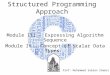 Structured Programming Approach Module III - Expressing Algorithm Sequence Module IV - Concept of scalar Data Types Prof: Muhammed Salman Shamsi