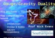 Gauge/Gravity Duality Prof Nick Evans Big picture – slides Key computations - board TODAY Introduction Strings & Branes AdS/CFT Correspondence QCD-like