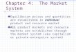 Chapter 4: The Market System Equilibrium prices and quantities are established in individual product and resource market All product markets and resource