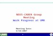 1 NEES-CABER Group Meeting Work Progress at UMR Meeting Date: 9/18/2007