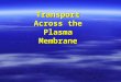 Transport Across the Plasma Membrane. Plasma Membrane Transport Molecules move across the plasma membrane by:Molecules move across the plasma membrane