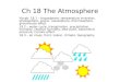 Ch 18 The Atmosphere Vocab: 18.1 – troposphere, temperature inversion, stratosphere, ozone, mesosphere, thermosphere, greenhouse effect 18.2 – water cycle,