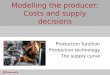 Modelling the producer: Costs and supply decisions Production function Production technology The supply curve
