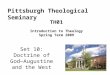 Set 10: Doctrine of God—Augustine and the West TH01 Introduction to Theology Spring Term 2009 Pittsburgh Theological Seminary