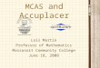 MCAS and Accuplacer Lois Martin Professor of Mathematics Massasoit Community College June 18, 2008