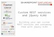 Sponsors Gold Silver Bronze Custom REST services and jQuery AJAX Building your own custom REST services and consuming them with jQuery AJAX