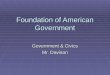 Foundation of American Government Government & Civics Mr. Davison