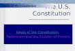 The U.S. Constitution Ideals of the Constitution: Federalism and the Division of Powers Ideals of the Constitution