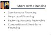 Short-Term Financing Spontaneous Financing Negotiated Financing Factoring Accounts Receivable Composition of Short-Term Financing 1
