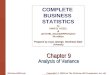 Chapter 9 Analysis of Variance COMPLETE BUSINESS STATISTICSby AMIR D. ACZEL & JAYAVEL SOUNDERPANDIAN 7th edition. Prepared by Lloyd Jaisingh, Morehead