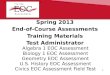 Spring 2013 End-of-Course Assessments Training Materials Test Administrator Algebra 1 EOC Assessment Biology 1 EOC Assessment Geometry EOC Assessment U.S
