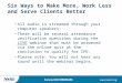 1 Six Ways to Make More, Work Less and Serve Clients Better All audio is streamed through your computer speakers. There will be several attendance verification