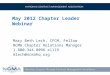 May 2012 Chapter Leader Webinar Mary Beth Lech, CFCM, Fellow NCMA Chapter Relations Manager 1.800.344.8096 x1119 mlech@ncmahq.org