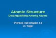 Atomic Structure Distinguishing Among Atoms Prentice-Hall Chapter 4.3 Dr. Yager