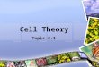 Cell Theory Topic 2.1. Assessment Statements 2.1.2 Outline the cell theory. 2.1.2 Discuss the evidence for the cell theory 2.1.3 State that unicellular