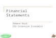 Financial Statements Damona Doye OSU Extension Economist
