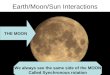 Earth/Moon/Sun Interactions THE MOON We always see the same side of the MOON Called Synchronous rotation