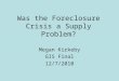 Was the Foreclosure Crisis a Supply Problem? Megan Kirkeby GIS Final 12/7/2010