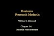 Business Research Methods William G. Zikmund Chapter 14: Attitude Measurement