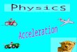 Physics Chapter 3 - Acceleration What Does Acceleration Mean? Cars on the starting grid for a race are stopped or stationary (Their speed = 0 m/s). When