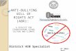 District HIB Specialist ANTI-BULLYING BILL OF RIGHTS ACT (ABR): A CATALYST FOR STRENGTHENING SCHOOL CULTURE AND CLIMATE SY 2015-2016