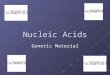 Nucleic Acids Genetic Material. Nucleic Acids are macromolecules There are two main types: DNARNA