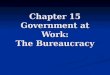 Chapter 15 Government at Work: The Bureaucracy. Bureaucracy Bureaucracy - a large, complex administrative structure that handles the everyday business