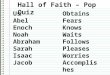 Us Abel Enoch Noah Abraham Sarah Isaac Jacob Hall of Faith – Pop Quiz Obtains Fears Knows Waits Follows Pleases Worries Accomplishes