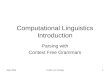 May 2006CLINT-LN Parsing1 Computational Linguistics Introduction Parsing with Context Free Grammars