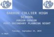 Tuesday, September 15, 2015 6:30pm BARRON COLLIER HIGH SCHOOL JUNIOR-SENIOR POST-SECONDARY PLANNING NIGHT