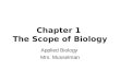 Chapter 1 The Scope of Biology Applied Biology Mrs. Musselman