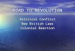 ROAD TO REVOLUTION Political Conflict New British Laws Colonial Reaction