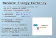 Review: Energy Currency We already know: The energy currency for the cell is a molecule called… Adenosine Triphosphate (ATP) A = Adenosine ATP = A ~ P
