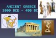 ANCIENT GREECE 3000 BCE – 400 BCE. Phoenicians Invented the alphabet Spread civilization (easier ways of living) Controlled the Mediterranean sea (they