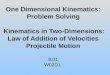 One Dimensional Kinematics: Problem Solving Kinematics in Two-Dimensions: Law of Addition of Velocities Projectile Motion 8.01 W02D1