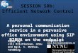 1 SESSION S8b: Efficient Network Control A personal communication service in a pervasive office environment using SIP B2BUA on the endpoint Paper by: Lill