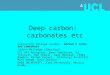 Deep carbon: carbonates etc University College London: Adrian P Jones and coworkers Judith Milledge (Emeritus), UCL APJ Postgrads: Emma Tomlinson, Su Trickett,