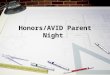 Honors/AVID Parent Night. Benefits of the Honors Program: Competitive classroom environment Challenging curriculum Gateway to high school honors Higher-level