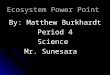 Ecosystem Power Point By: Matthew Burkhardt Period 4 Science Mr. Sunesara