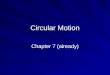 Circular Motion Chapter 7 (already). Polar Coordinates We commonly use Cartesian or rectangular coordinate system where (x, y) identifies a point in two