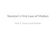 Newton’s First Law of Motion Unit 2: Forces and Motion