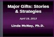 Major Gifts: Stories & Strategies April 16, 2013 Linda McNay, Ph.D