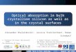 Absorption in bulk crystalline silicon and in the crystal surfaces Aleksandr Khalaidovski 1 Alexander Khalaidovski 1, Jessica Steinlechner 2, Roman Schnabel